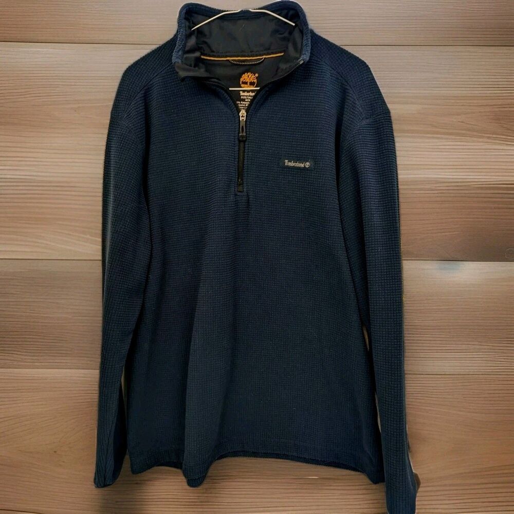 Timberland Men's M  Blue 1/4 Zip Classic Fit Textured Fleece Pullover Jacket